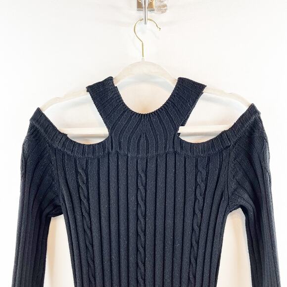 Anne Fontaine Amandine Long Sleeve Knit Dress With Shoulder Cutouts Black Small - Picture 12 of 14